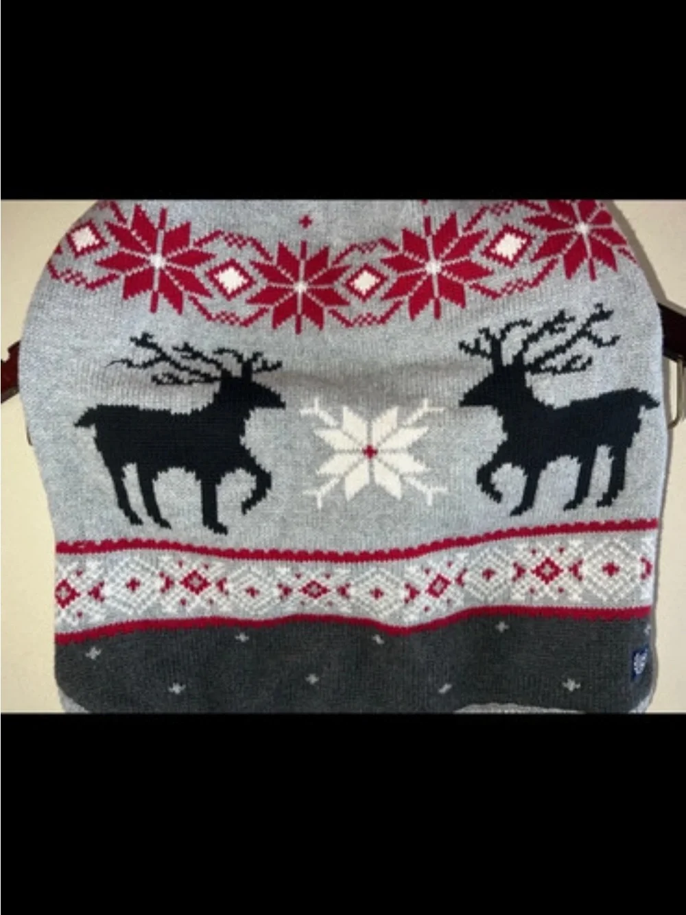 Ralph Lauren Chaps Grey Holiday Reindeer Dog Sweater Size Medium